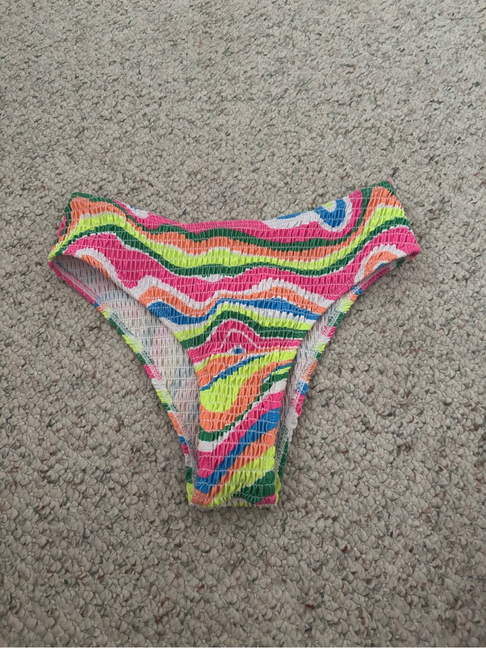 SHEIN Neon Multi-Color Smocked Bikini Bottom